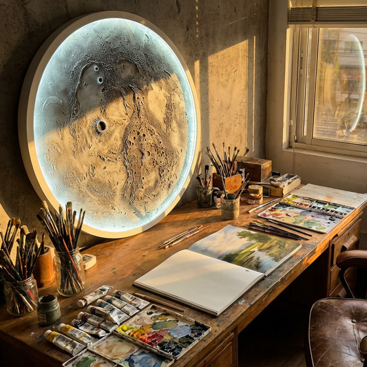 El Yapımı Ay Tablo LED Aydınlatmalı RGB Bluetooth Telefon Kontrollü