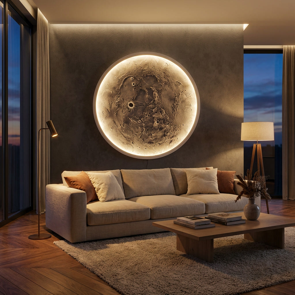 El Yapımı Ay Tablo LED Aydınlatmalı RGB Bluetooth Telefon Kontrollü