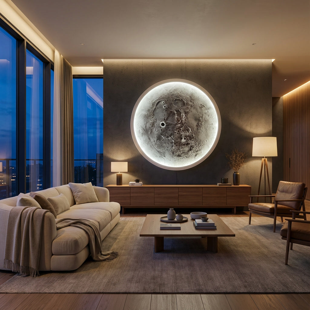 El Yapımı Ay Tablo LED Aydınlatmalı RGB Bluetooth Telefon Kontrollü