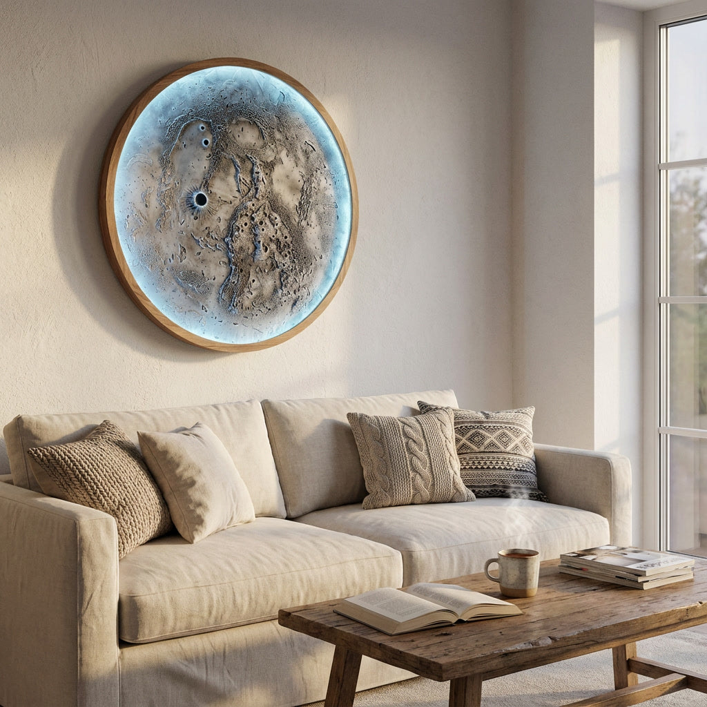 El Yapımı Ay Tablo LED Aydınlatmalı RGB Bluetooth Telefon Kontrollü